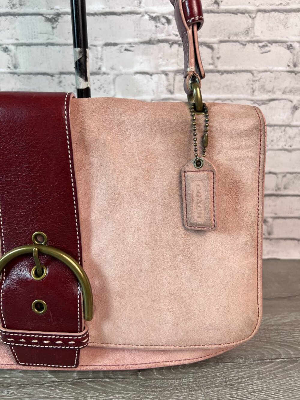 rare Coach 9664 Soho Shoulder Flap Pink Suede Leather Bag Vintage Y2K - Picture 3 of 9